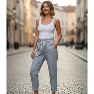 Free People Women's Small Light Blue Pouch Pockets Straight Leg Capri Pants